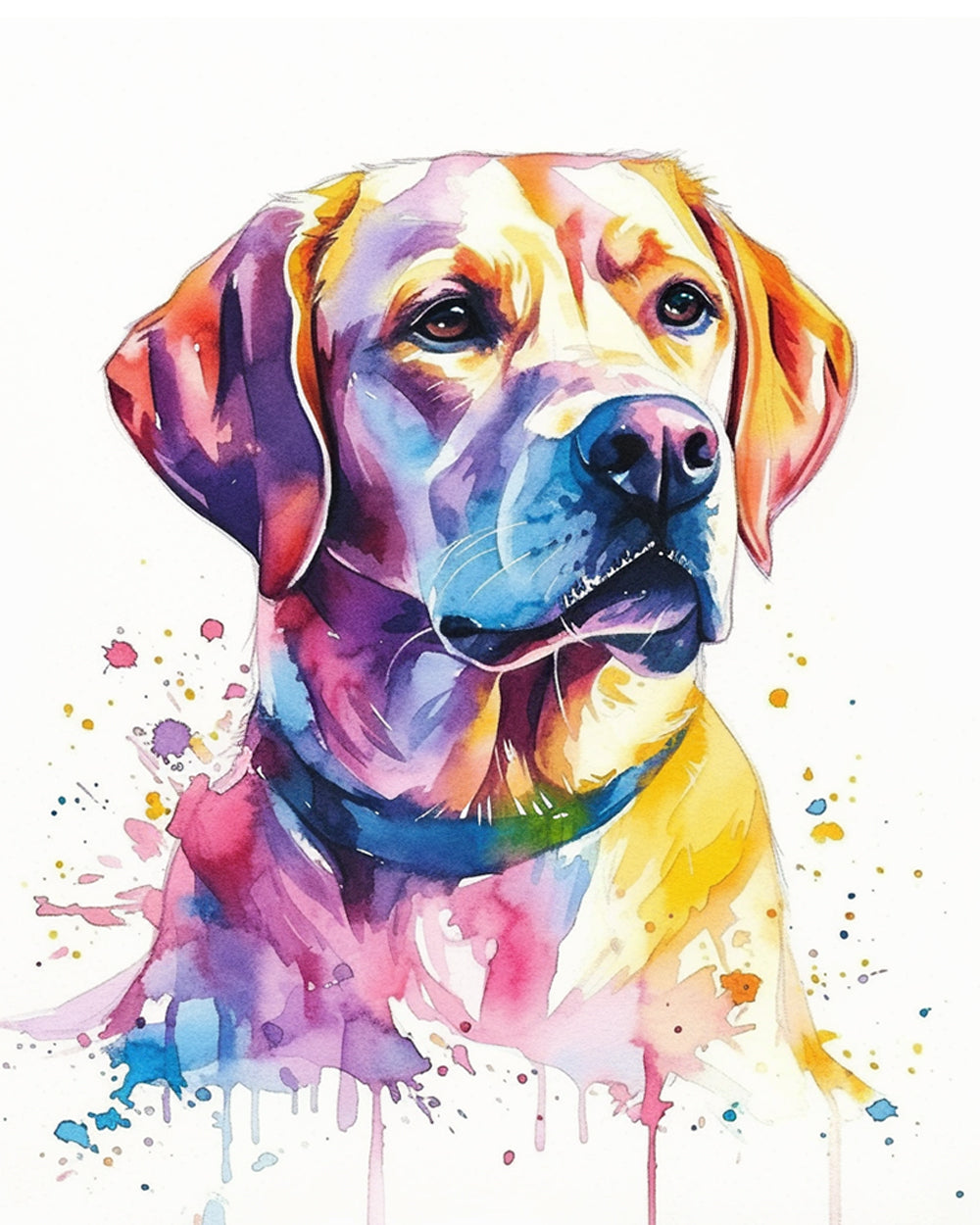 Rainbow labrador watercolor art cross stitch kit for beginners