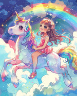 Rainbow sky unicorn ride cross stitch kit for beginners