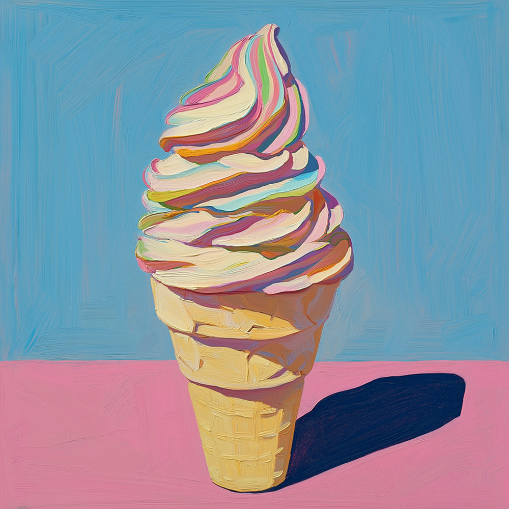 Rainbow swirl soft‑serve ice cream cross stitch kit for beginners