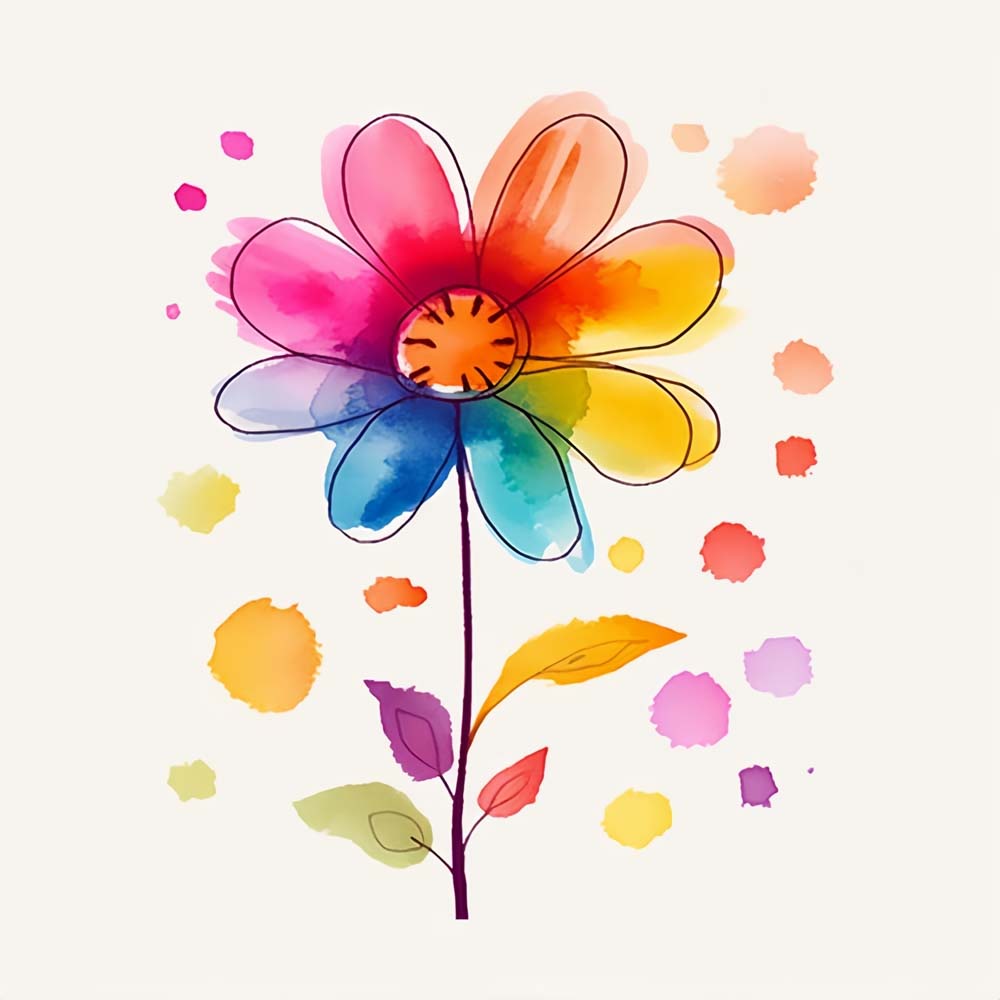 Rainbow watercolor daisy cross stitch kit for beginners