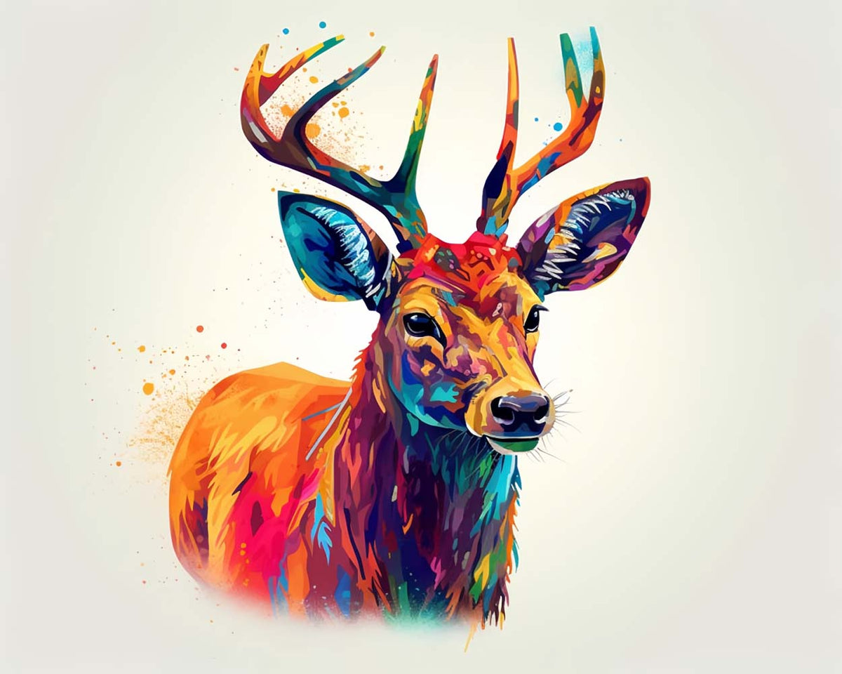 Rainbow watercolor deer cross stitch kit for beginners