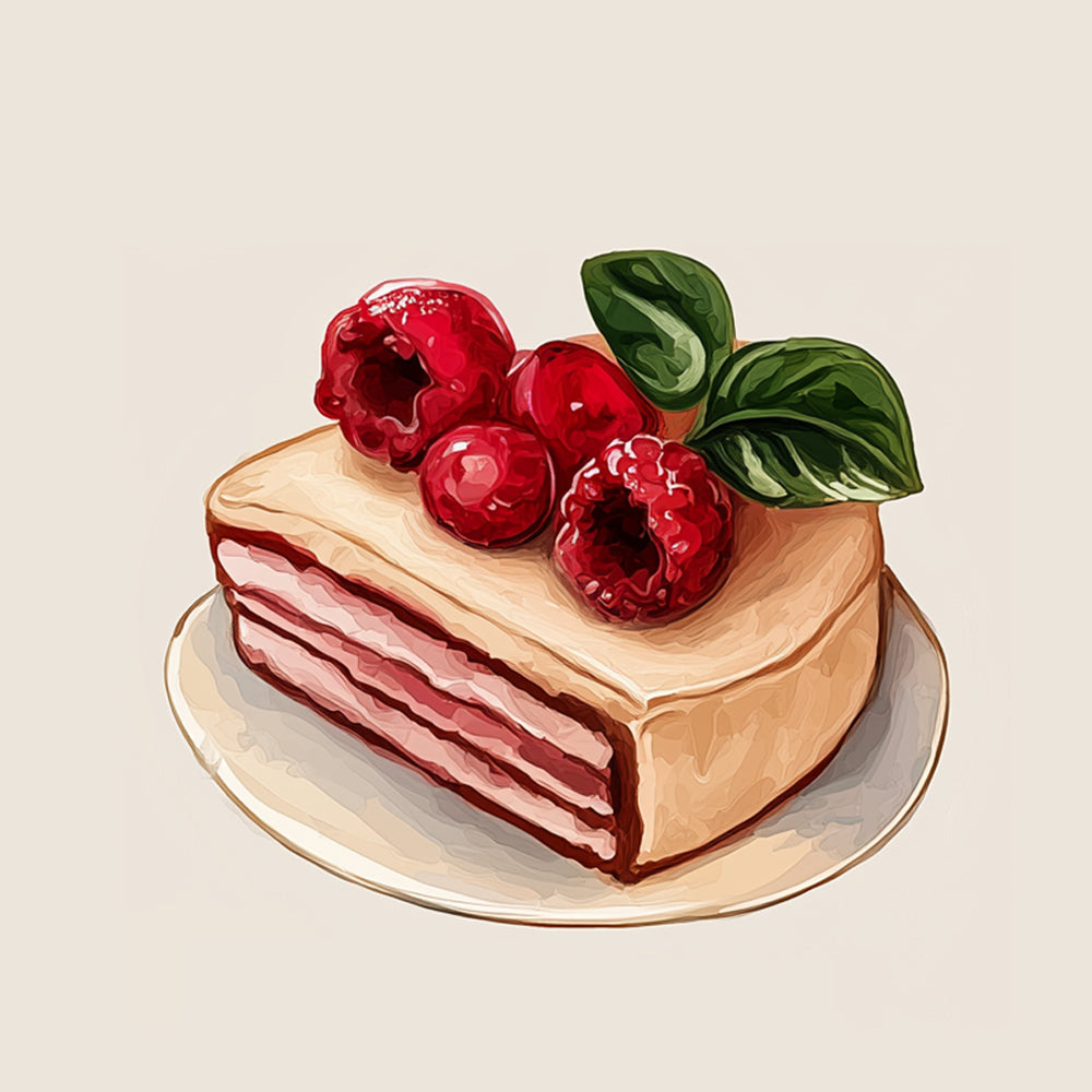 Raspberry layer cake cross stitch kit for beginners
