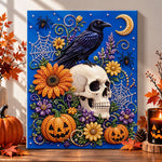 Raven and floral skull pearl diamond painting kit for beginners