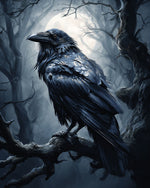 Raven on haunted branch cross stitch kit for beginners
