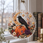 Raven pumpkin moon fall wreath pearl diamond painting kit for beginners
