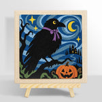 Raven with halloween night punch needle kit for beginners