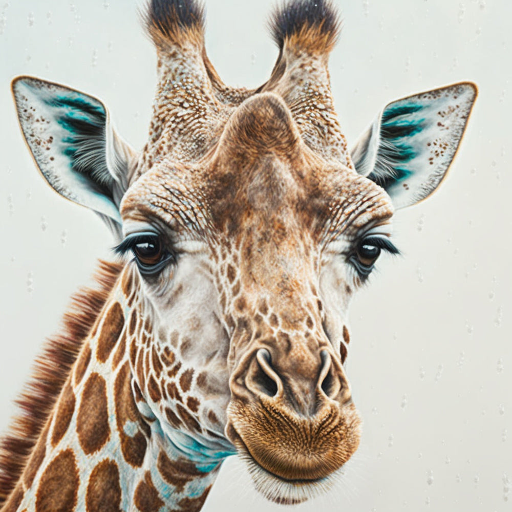 Realistic giraffe portrait cross stitch kit for beginners