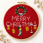 Red christmas greeting embroidery kit