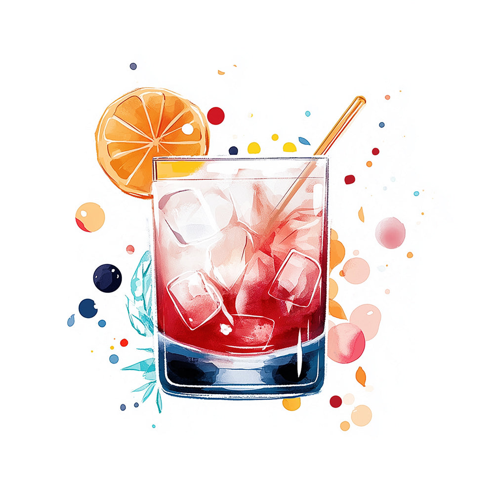 Red cocktail watercolor cross stitch kit for beginners