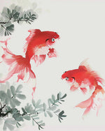 Red gold koi fish cross stitch kit for beginners