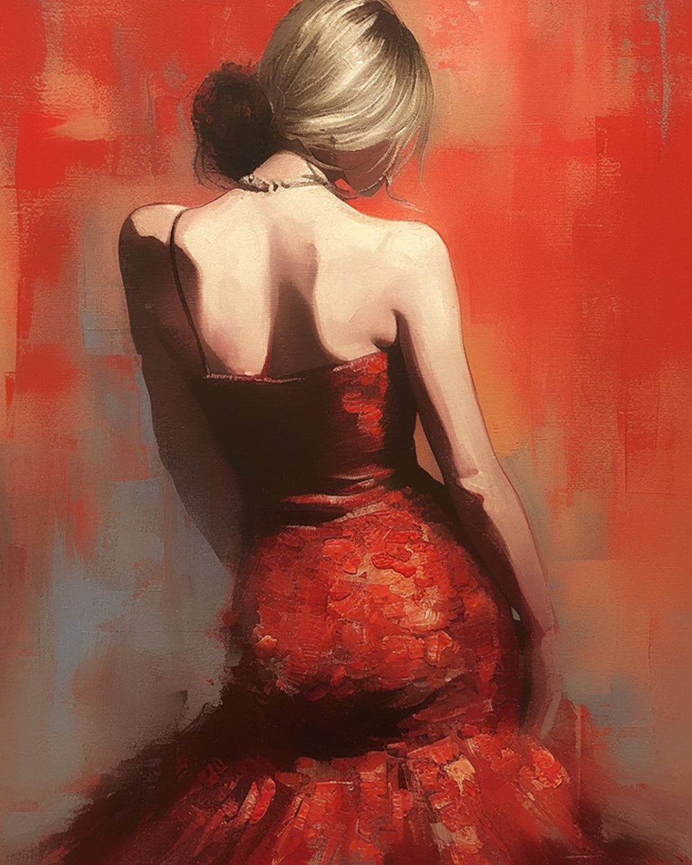 Red gown lady portrait cross stitch kit for beginners