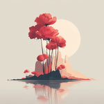 Red poppies on calm water cross stitch kit for beginners