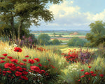 Red poppies on the spring grassland cross stitch kit for beginners