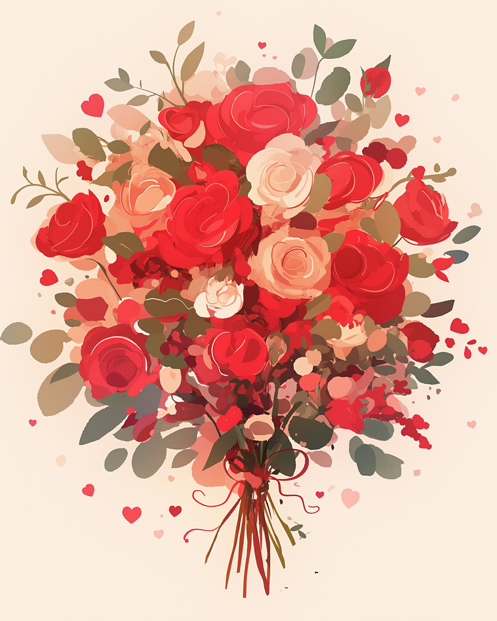 Red rose bouquet cross stitch kit for beginners