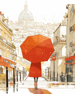 Red umbrella paris cross stitch kit for beginners