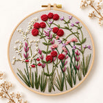 Red wildflower patch embroidery kit