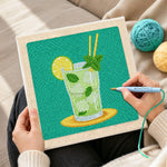 Creating handmade refreshing mint lime cooler punch needle artwork