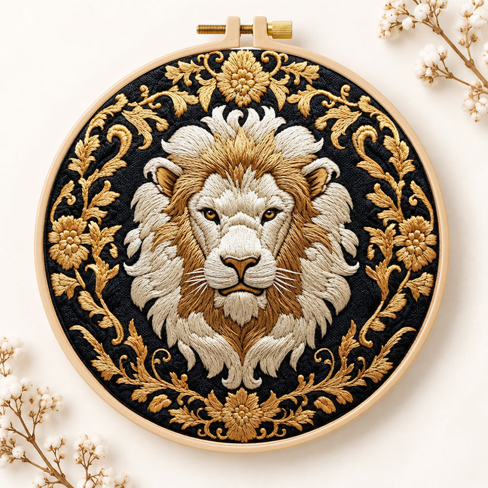 Regal golden lion embroidery kit
