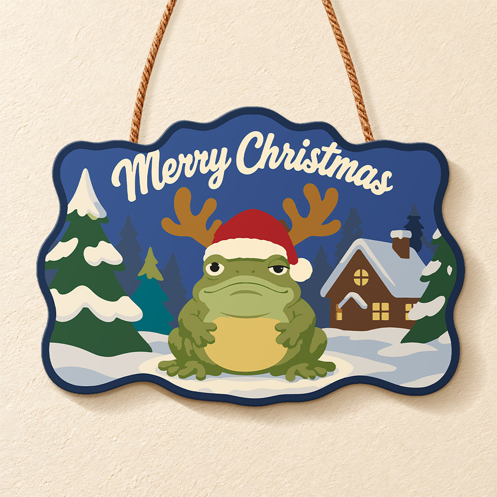 Reindeer frog vibe paint by numbers door hanger finished design