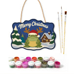 Reindeer frog vibe paint by numbers door hanger with paints and brushes