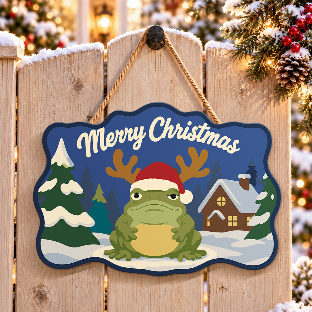 Reindeer frog vibe paint by numbers door hanger on a garden gate
