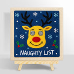Reindeer naughty list art punch needle kit for beginners