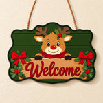 Reindeer welcome paint by numbers door hanger finished design