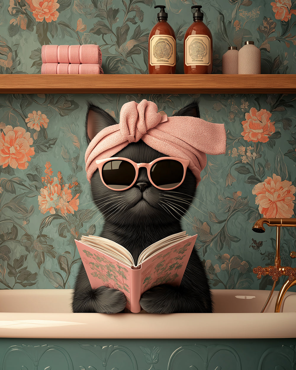 Relaxing spa cat cross stitch kit for beginners