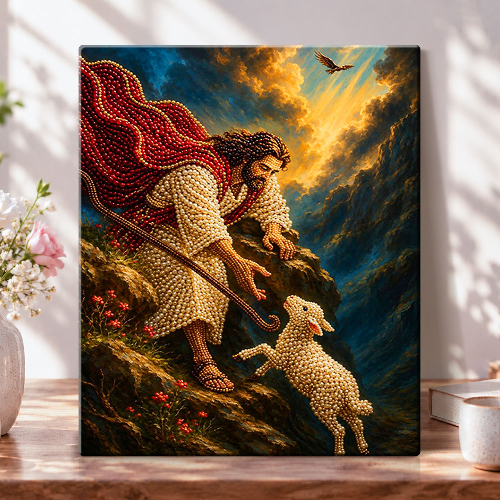 Rescuing the lost lamb pearl diamond painting kit for beginners