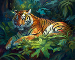 Resting jungle tiger cross stitch kit for beginners