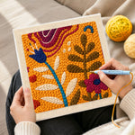 Creating handmade retro abstract floral punch needle artwork