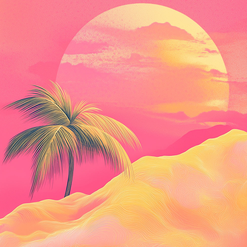 Retro desert sunset cross stitch kit for beginners
