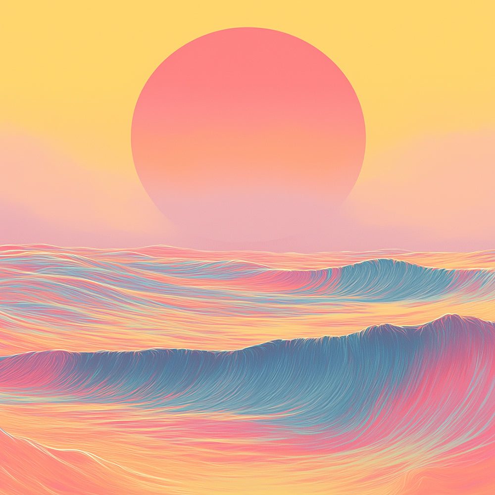 Retro ocean waves cross stitch kit for beginners