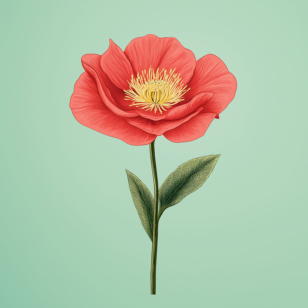 Retro red poppy flower cross stitch kit for beginners