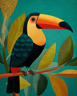 Retro toucan on branch cross stitch kit for beginners