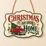 Retro truck holiday paint by numbers door hanger finished design