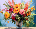 Rich autumn floral display cross stitch kit for beginners