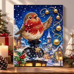 Robin bird on street lamp pearl diamond painting kit for beginners