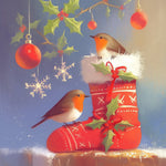 Robins on christmas stocking cross stitch kit for beginners