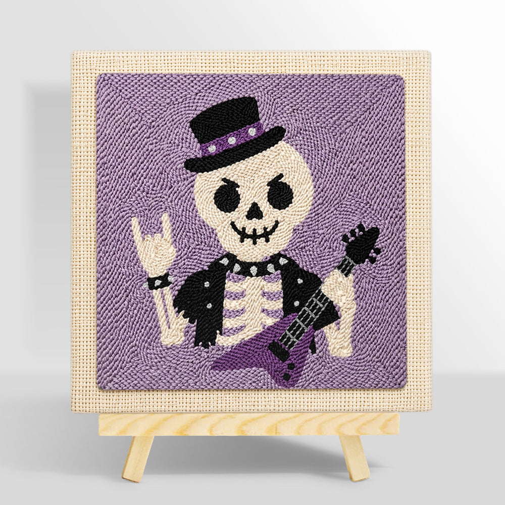 Rocker skeleton punch needle kit for beginners