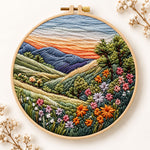 Rolling hills floral vista embroidery kit