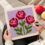 Creating handmade romantic blooming roses punch needle artwork