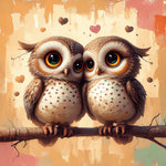Romantic owl couple on branch cross stitch kit for beginners
