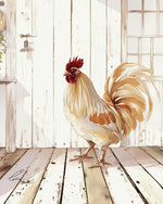 Rooster in farmhouse cross stitch kit for beginners