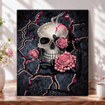 Rose adorned skull pearl diamond painting kit for beginners