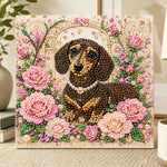 Rose garden dachshund pearl diamond painting kit for beginners