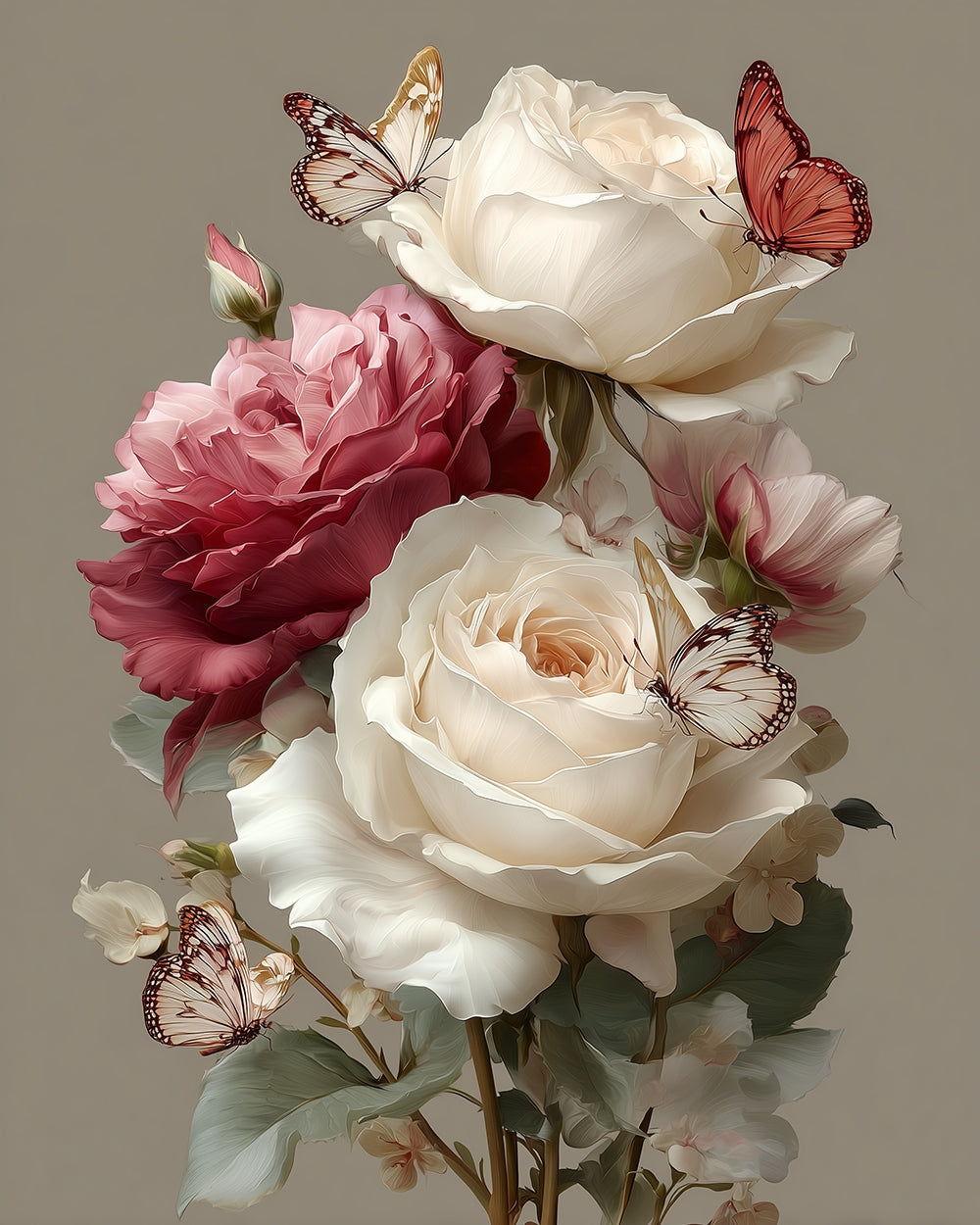 Roses and butterflies cross stitch kit for beginners