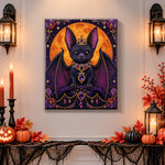 Finished royal jeweled bat pearl diamond painting artwork displayed as holiday home decor