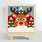 Rudolph reindeer face punch needle kit for beginners