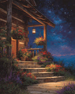 Rustic cabin night glow cross stitch kit for beginners